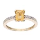 9ct Yellow Gold Created Citrine And Diamond Stone Set Ring