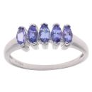 9ct White Gold Five Stone Tanzanite Ring