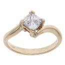 9ct Yellow Gold Cubic Zirconia Single Stone Twist Ring