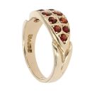 9ct Yellow Gold Two Row Garnet Ring