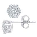 9ct White Gold 0.25ct Diamond Cluster Stud Earrings