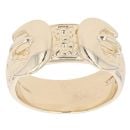 9ct Yellow Gold Patterned Double Buckle Ring