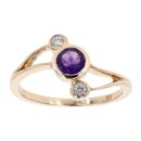 9ct Yellow Gold Created Amethyst and Diamond Dress Ring