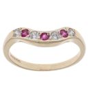 9ct Yellow Gold Pink Sapphire and Cubic Zirconia Wishbone Ring