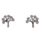Silver Cubic Zirconia Tree Of Life Stud Earrings By Icesia