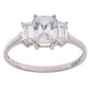 9ct White Gold Cubic Zirconia Three Stone Ring