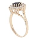 9ct Yellow Gold Sapphire And Cubic Zirconia Cluster Ring