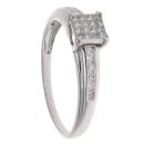 9ct White Gold 0.50ct Princess And Brilliant Cut Diamond Cluster Ring