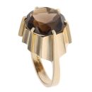 9ct Yellow Gold Large Smoky Quartz Ring