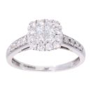9ct White Gold 0.66ct Diamond Cluster Ring
