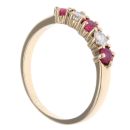 9ct Yellow Gold Five Stone 0.20ct Diamond and Ruby Ring