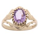 9ct Yellow Gold Amethyst Solitaire Ring