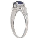9ct White Gold 0.05ct Diamond and Sapphire Cabochon Dress Ring