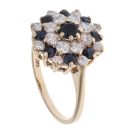 9ct Yellow Gold Sapphire and Cubic Zirconia Cluster Ring