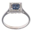 9ct White Gold Sapphire and 0.30ct Diamond Halo Ring