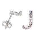 Silver Personalised Block Cubic Zirconia Initial Earring Studs