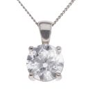 Lab Grown 9ct White Gold 1.00ct Diamond Solitaire Pendant and Chain 18"