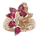 14ct Yellow Gold 0.15ct Diamond And Ruby Fancy Ring