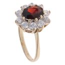 9ct Yellow Gold Cubic Zirconia and Garnet Cluster Ring
