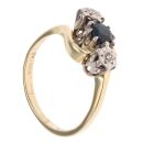 18ct Yellow Gold 0.05ct Diamond And Sapphire Three stone Twist Ring