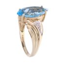 9ct Yellow Gold Blue Topaz and 0.05ct Diamond Ring
