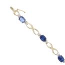 9ct Yellow Gold 0.07ct Diamond And Blue Gemstone Bracelet 7"