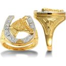 9ct Yellow Gold Cubic Zirconia Horse Shoe Ring