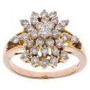 14ct Yellow Gold 1.25cts Diamond Cluster Ring