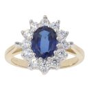 9ct Yellow Gold Cubic Zirconia and Blue Gemstone Cluster Ring
