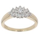 9ct Yellow Gold 0.35ct Brilliant Cut Diamond Cluster Ring