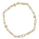 9ct Yellow Gold Bead and Crossover Bracelet 7"