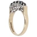 9ct Yellow Gold Sapphire and Cubic Zirconia Three Row Ring