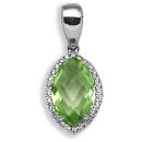 18 Carat White Gold Diamond-10pt Peridot-1.60ct Pendant