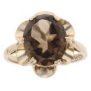 9ct Yellow Gold Smoky Quartz Single Stone Ring