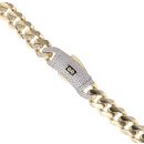 14ct Yellow Gold Monaco Classic Pave Lock Curb Chain 20"