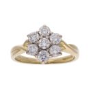18ct Yellow Gold 1.00ct Diamond Cluster Ring