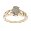9ct Yellow Gold Labradorite Patterned Ring