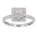 9ct White Gold 0.60cts Diamond Cluster Ring by Anya Belle