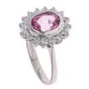 9ct White Gold Pink And Colourless Cubic Zirconia Cluster Ring