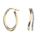 9ct Yellow and White Gold Diamond Cut Double Hoop Earrings