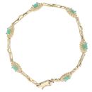 14ct Yellow Gold 1.50ct Diamond and Emerald Cluster Bracelet 7.5"