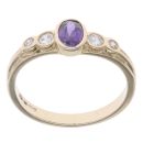 9ct Yellow Gold Amethyst And Cubic Zirconia Ring