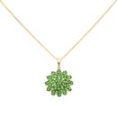 9ct Yellow Gold Diopside Cluster Pendant And Chain 18"
