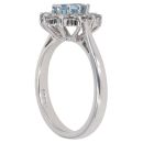 18ct White Gold 0.39ct Diamond and Aquamarine Cluster Ring