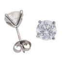 18ct White Gold 3.17ct Diamond Solitaire Stud Earrings
