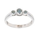 9ct White Gold Cats Eye Three Stone Ring