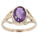 9ct Yellow Gold Amethyst Solitaire Ring