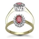 9 Carat Yellow Gold 0.12pts Diamond & Ruby Ring