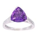 9ct White Gold Amethyst And Cubic Zirconia Stone Set Ring