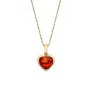 18ct Yellow ﻿Gold on Sterling Silver Baltic Amber Heart Pendant Necklace